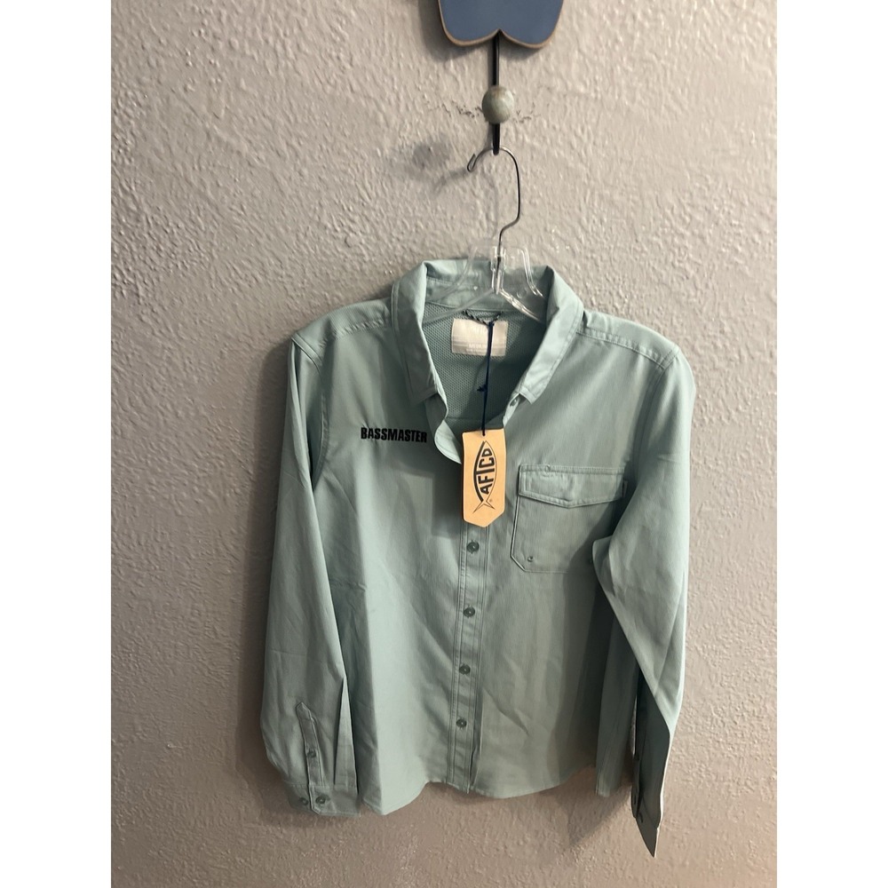 Aftech Bluish Women Shirt Size Large Bassmaster Fishing - Picture 2 of 6
